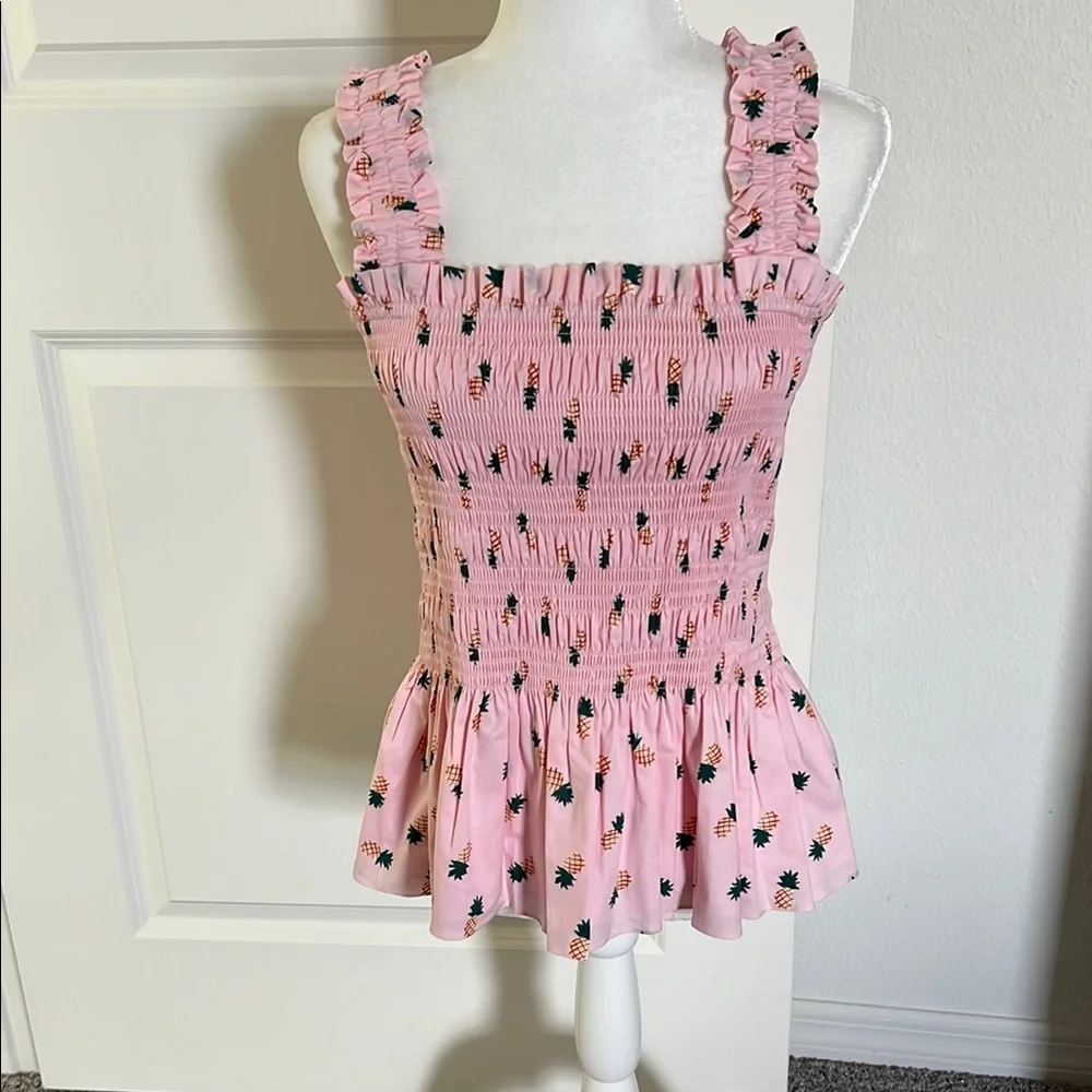 NWT Kate Spade Pink Pineapple Tank Top Medium - Picture 2 of 8